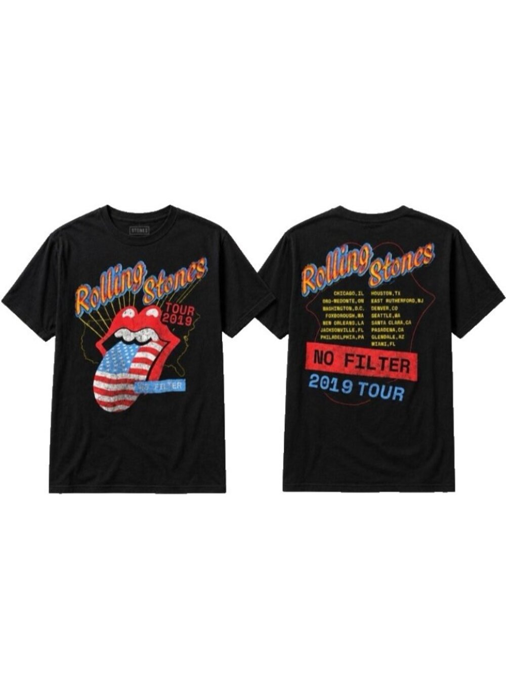 Mens Rolling Stones T Shirt 2019 No Filter Tour new  American Flag tongue Lg